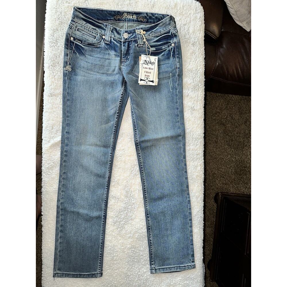 Adiktd Women's Sz‎ 2 Low Rise Embellished Rhinestone Jeans Blue ADJ004164-R